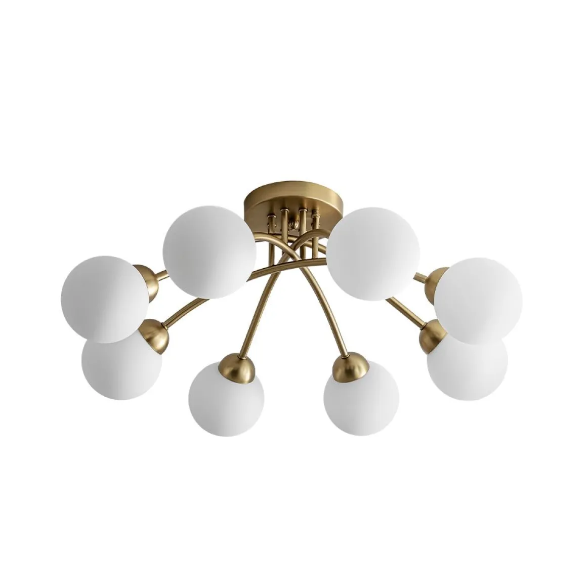 8-Light Sputnik Milky Glass Bubble Semi Flush Mount