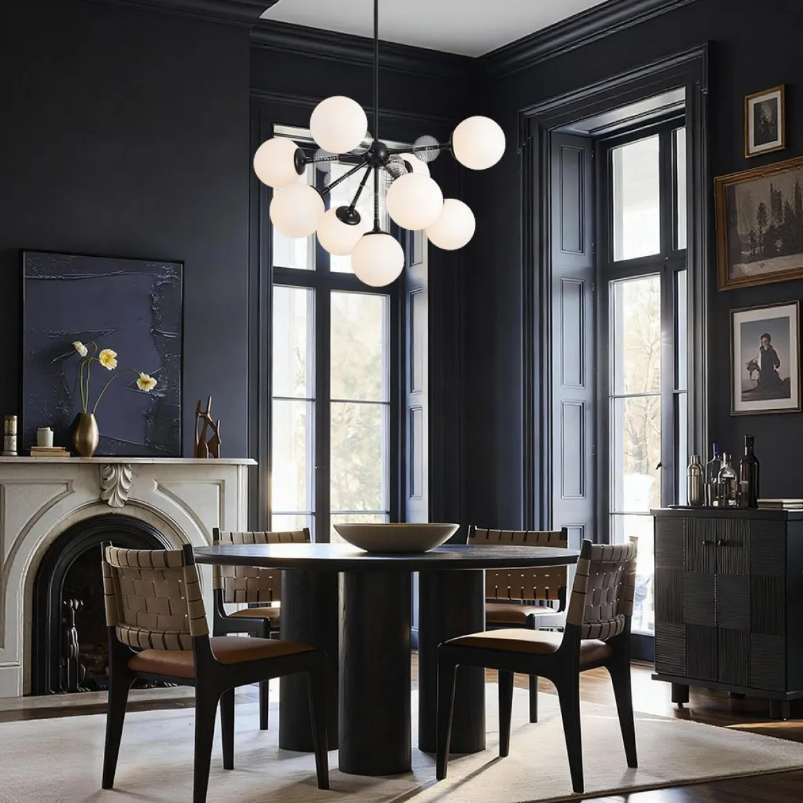 9-Light Tiered Sputnik Glass Globe Bubble Chandelier