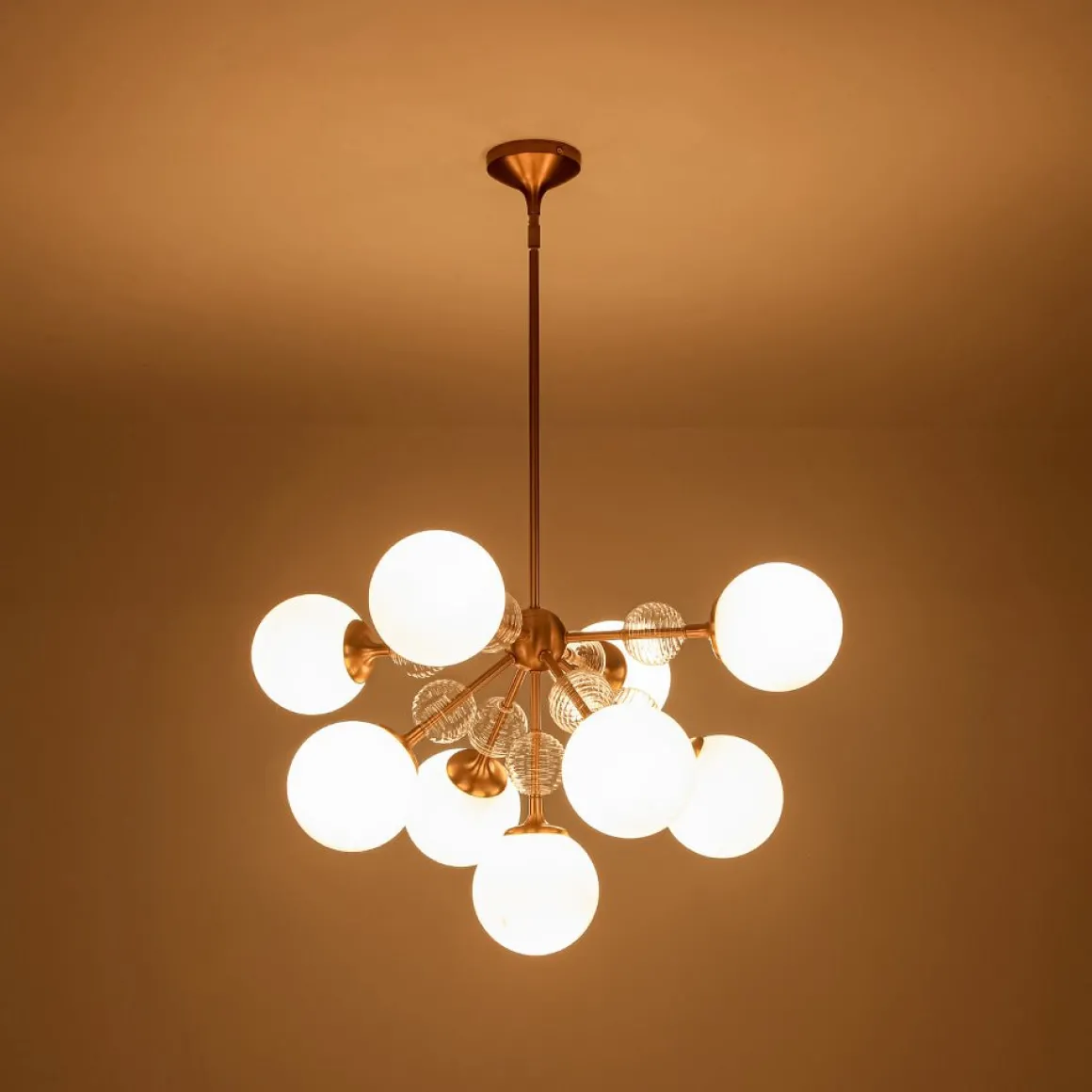 9-Light Tiered Sputnik Glass Globe Bubble Chandelier