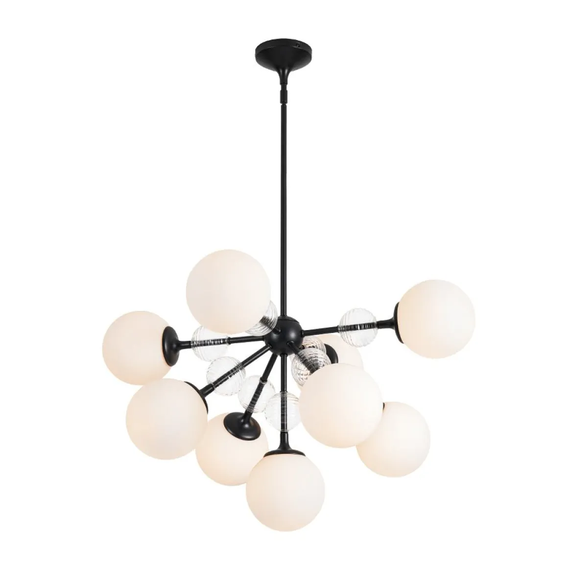 9-Light Tiered Sputnik Glass Globe Bubble Chandelier