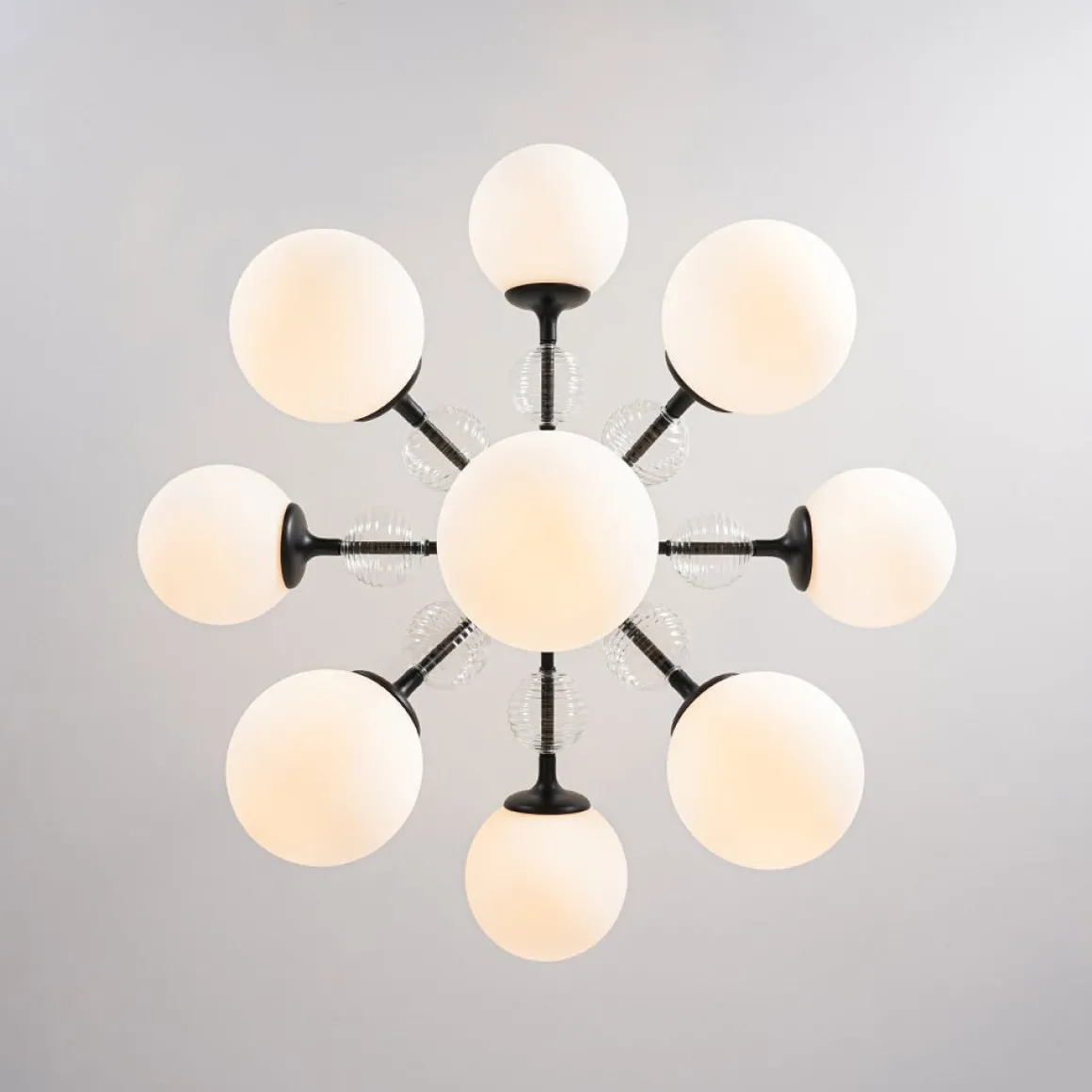 9-Light Tiered Sputnik Glass Globe Bubble Chandelier