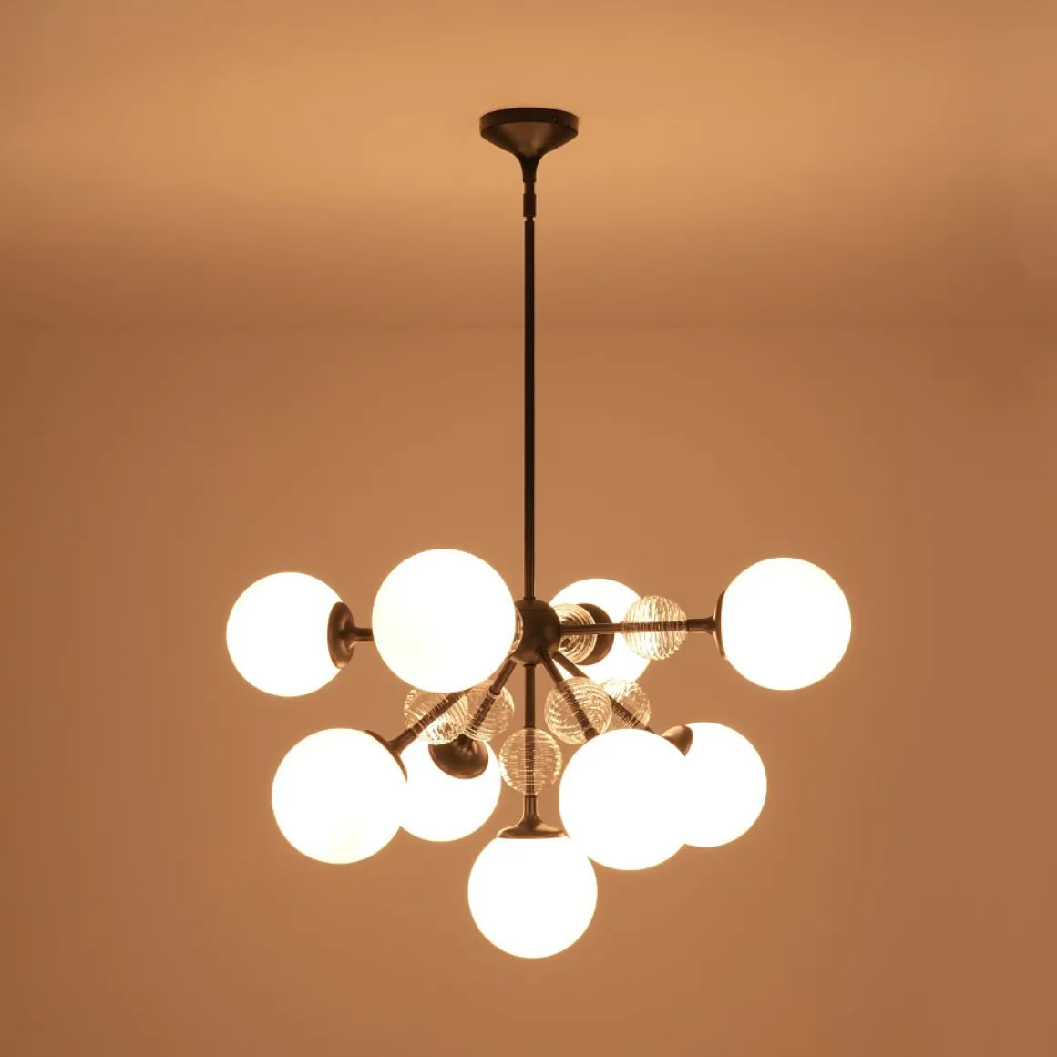 9-Light Tiered Sputnik Glass Globe Bubble Chandelier