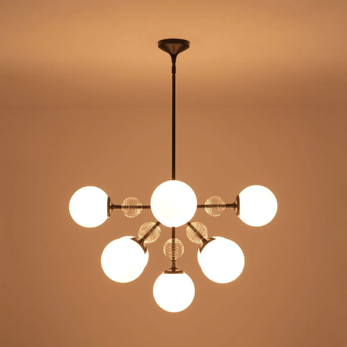 9-Light Tiered Sputnik Glass Globe Bubble Chandelier