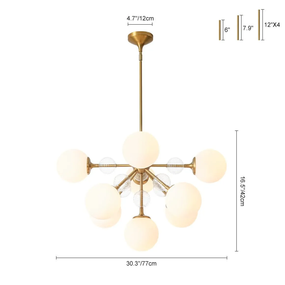 9-Light Tiered Sputnik Glass Globe Bubble Chandelier