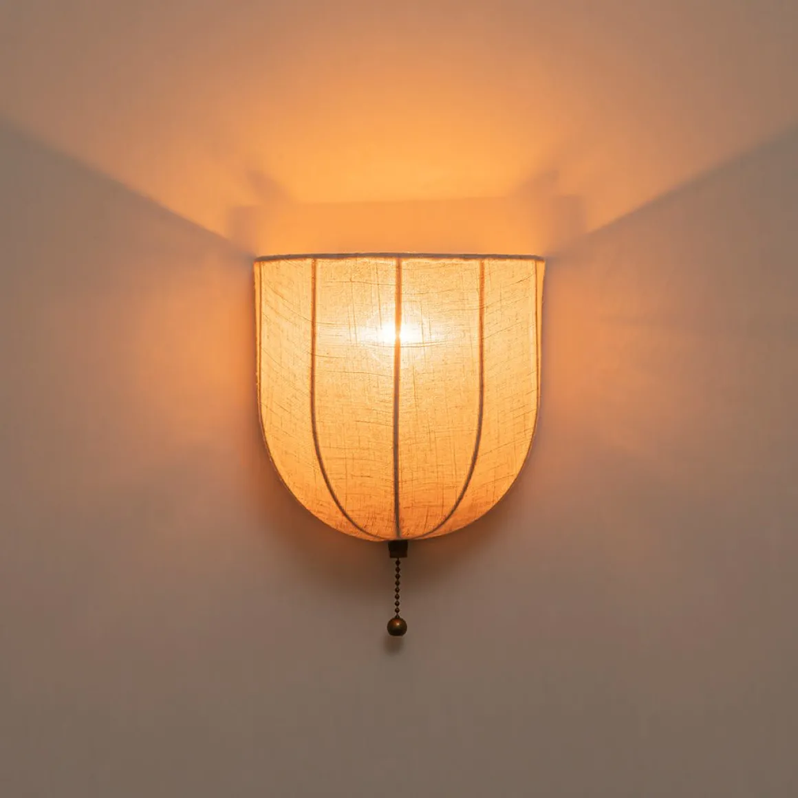 1-Light Vintage Natural Fabric Linen Cage Wall Sconce