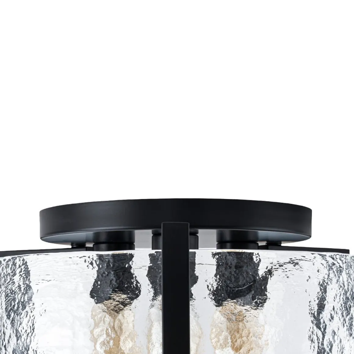3-Light Water Textured Glass Drum Cage Semi Flush Mount
