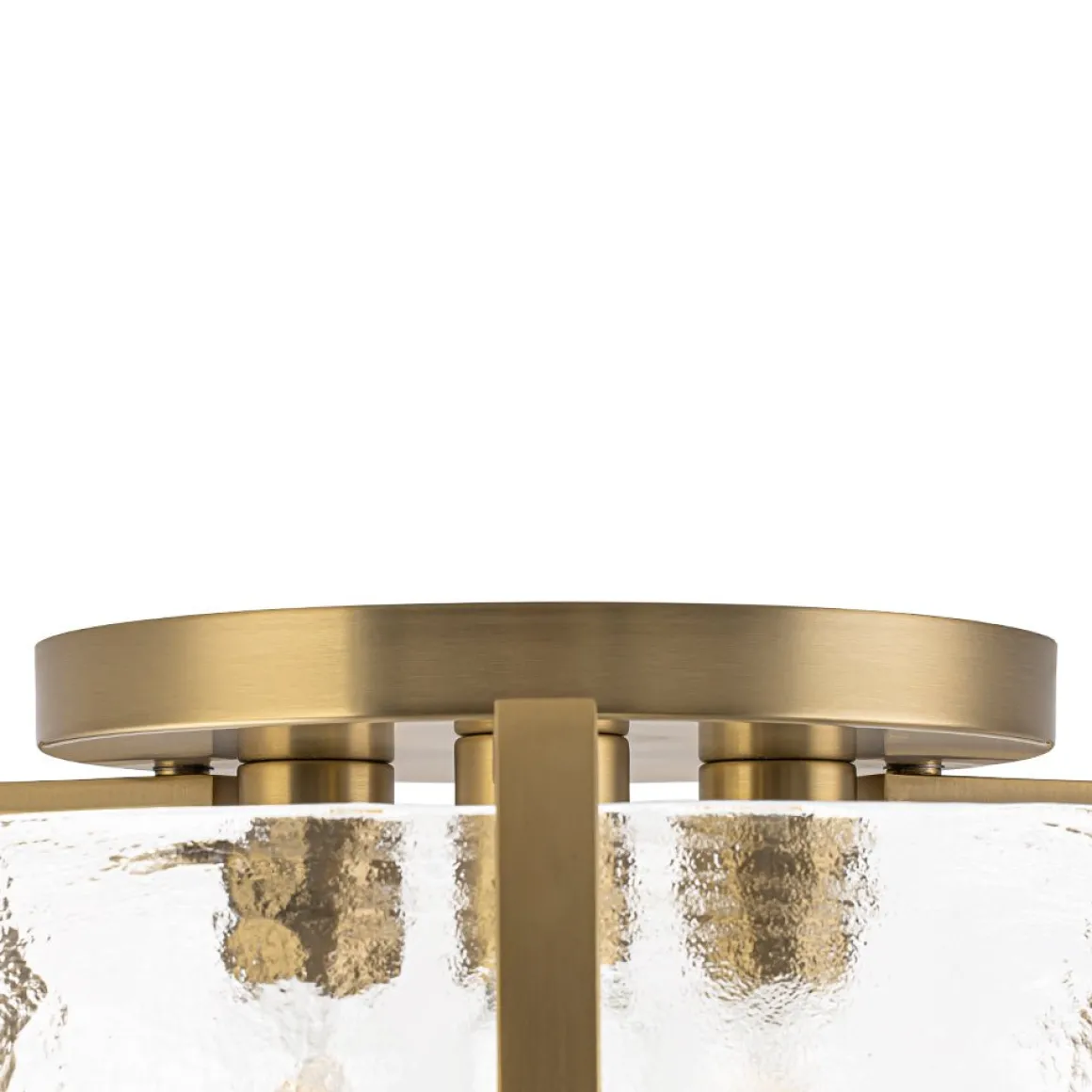 3-Light Water Textured Glass Drum Cage Semi Flush Mount