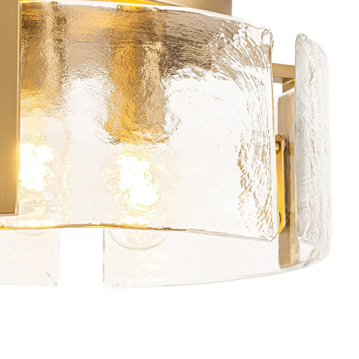 3-Light Water Textured Glass Drum Cage Semi Flush Mount