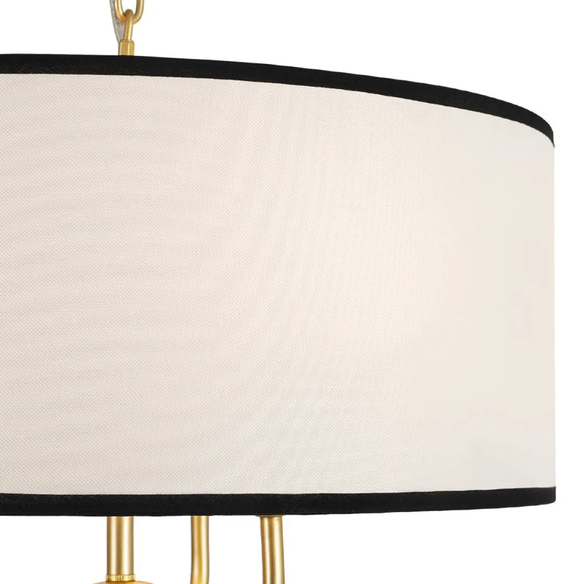 3-Light White Fabric Candle Style Round Drum Cage Pendant
