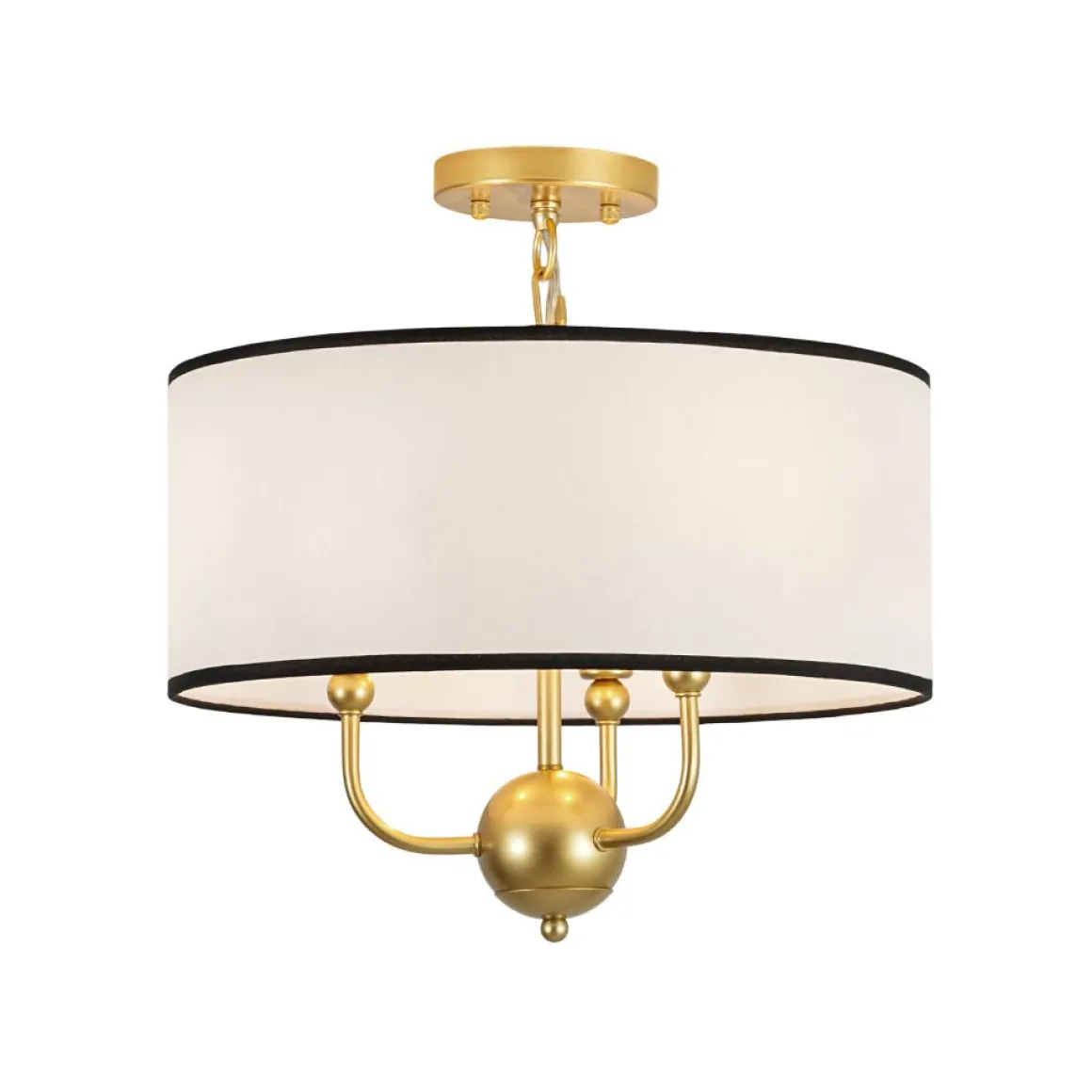 3-Light White Fabric Candle Style Round Drum Cage Pendant