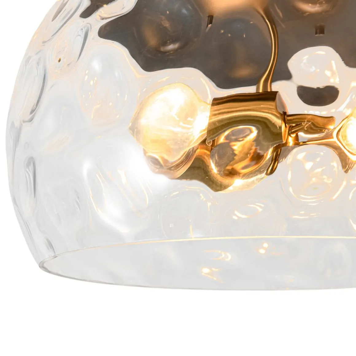 3-Light Wide Bowl Hammered Glass Round Flush Mount