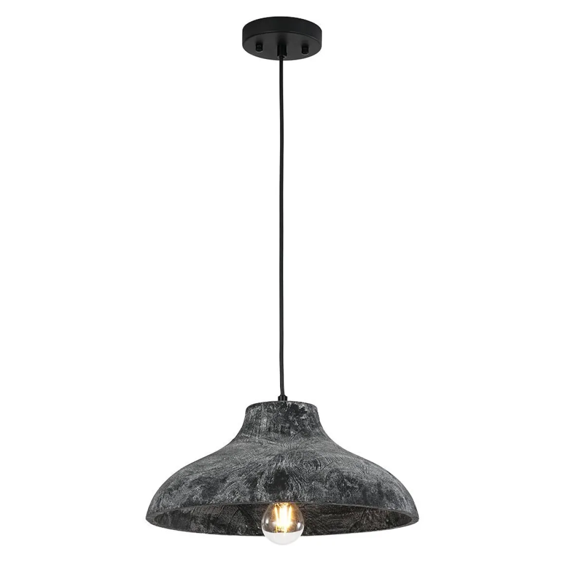 Limed Style Dome Distressed Wooden Single Pendant