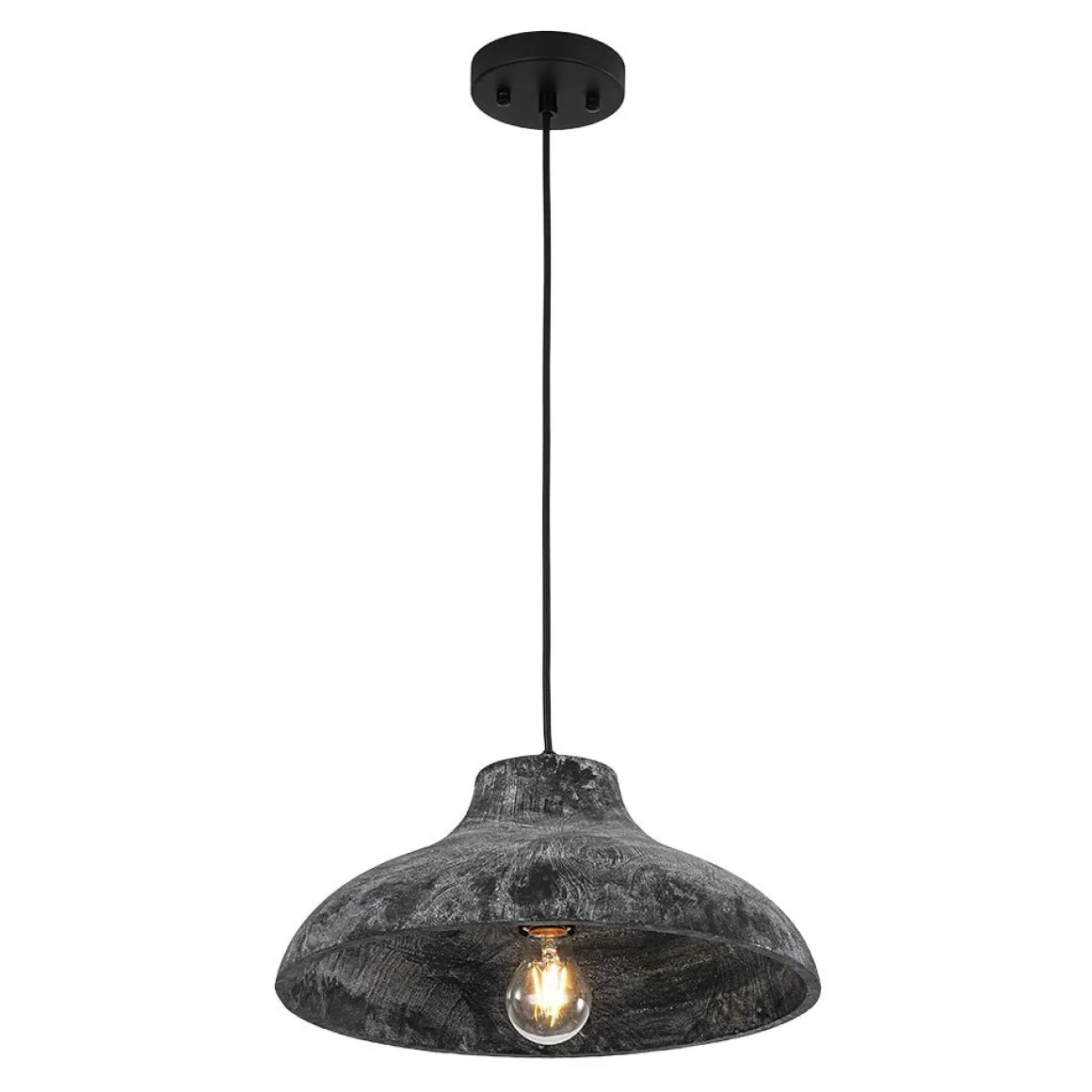 Limed Style Dome Distressed Wooden Single Pendant