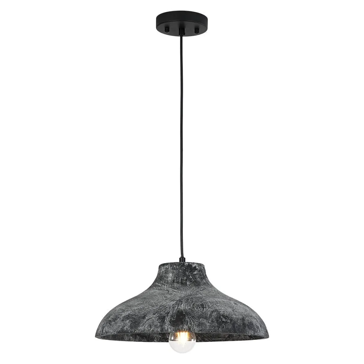 Limed Style Dome Distressed Wooden Single Pendant