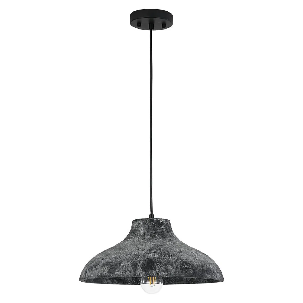 Limed Style Dome Distressed Wooden Single Pendant
