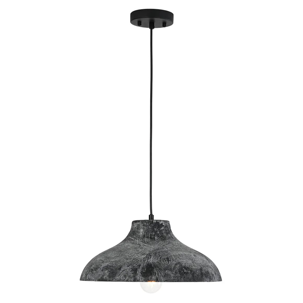 Limed Style Dome Distressed Wooden Single Pendant