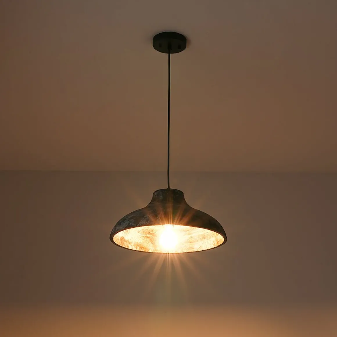 Limed Style Dome Distressed Wooden Single Pendant