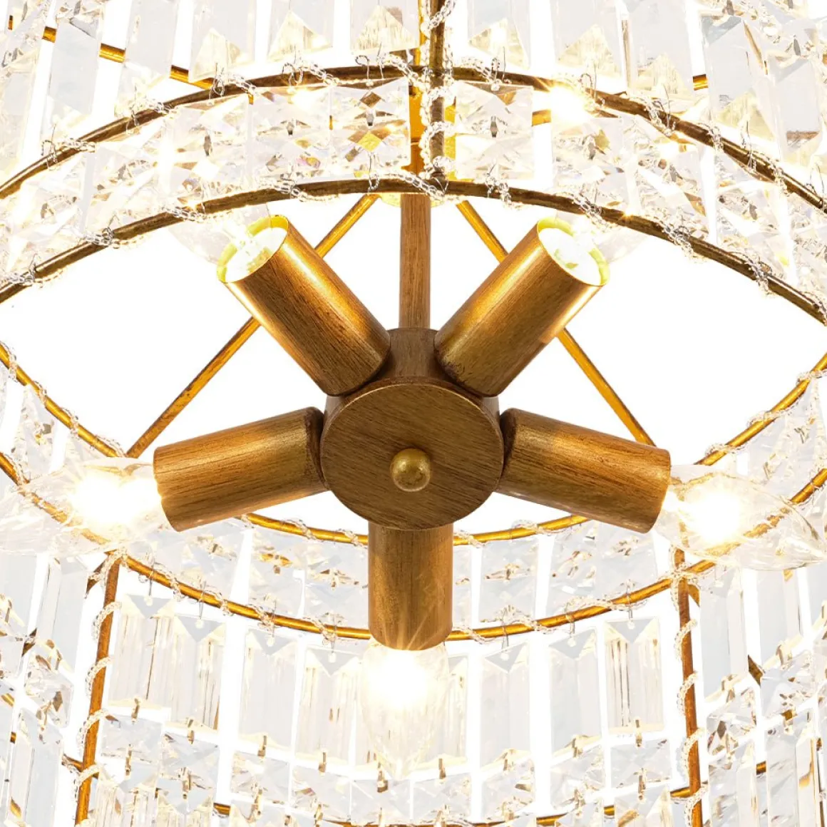 Luxe Antique Bronze Tiered Crystal Drum Cage Chandelier