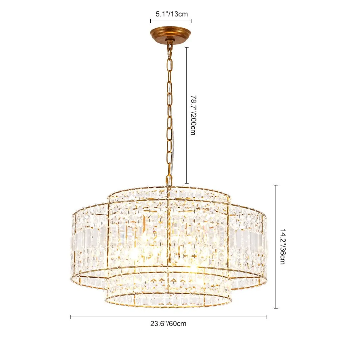 Luxe Antique Bronze Tiered Crystal Drum Cage Chandelier