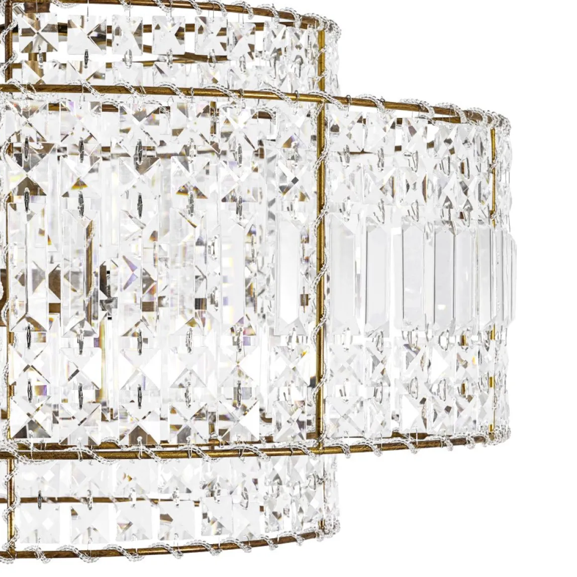 Luxe Antique Bronze Tiered Crystal Drum Cage Chandelier