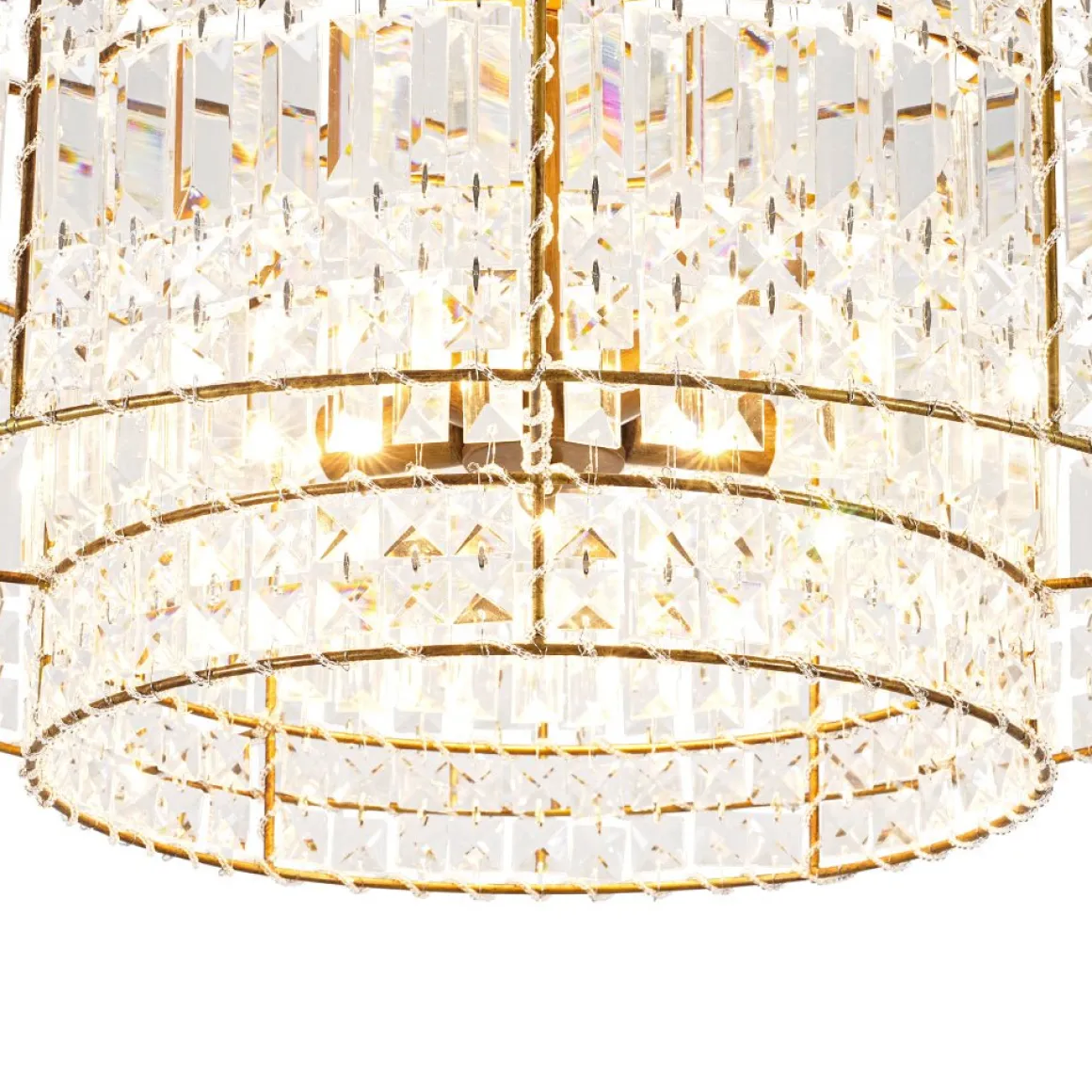 Luxe Antique Bronze Tiered Crystal Drum Cage Chandelier
