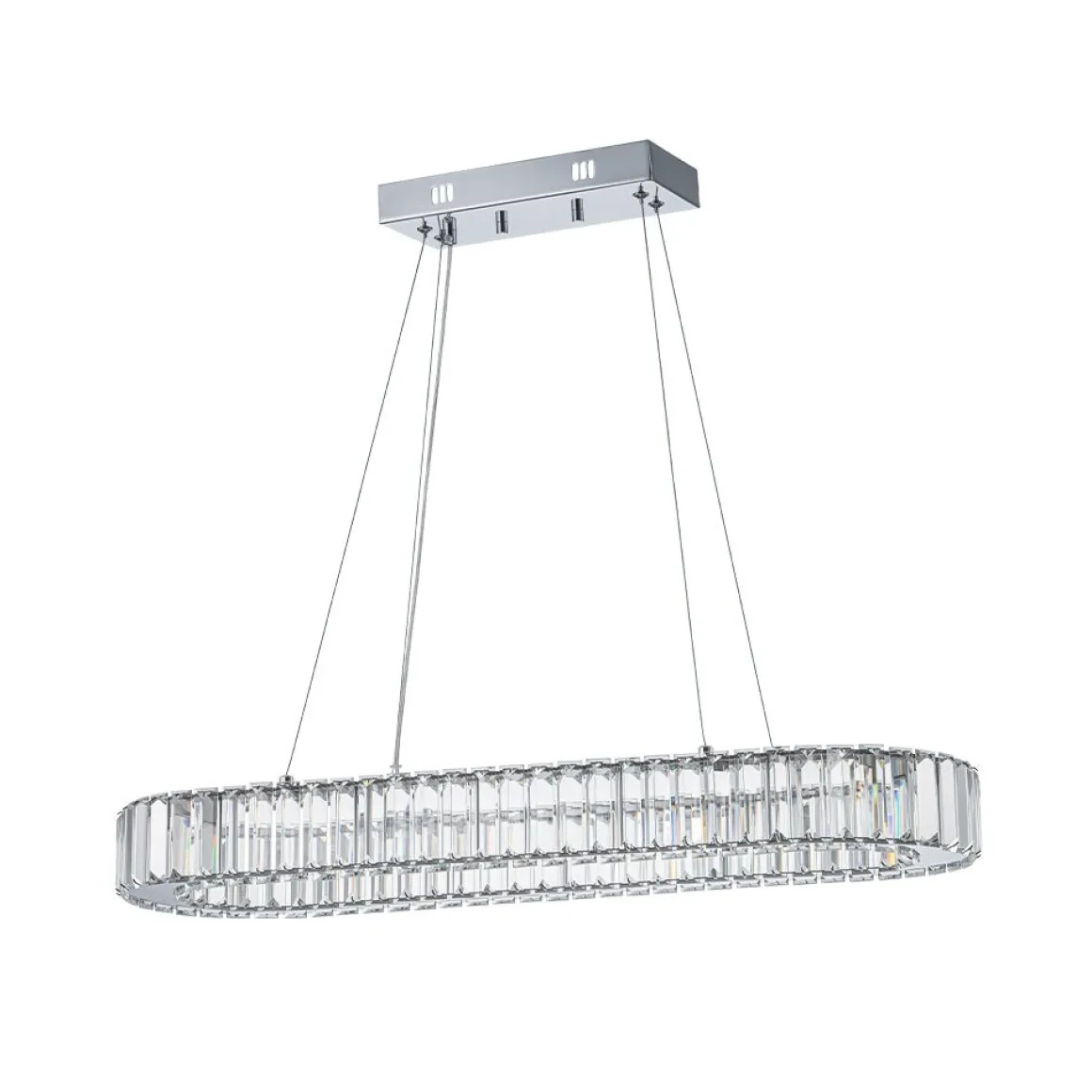 Luxe Chrome Crystal Dimmable LED Oval Halo Island Pendant