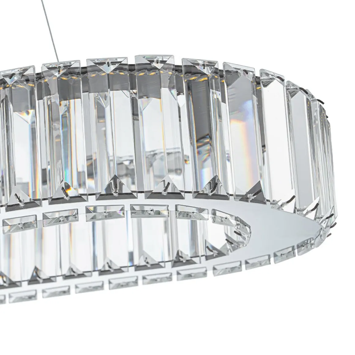 Luxe Chrome Crystal Dimmable LED Oval Halo Island Pendant