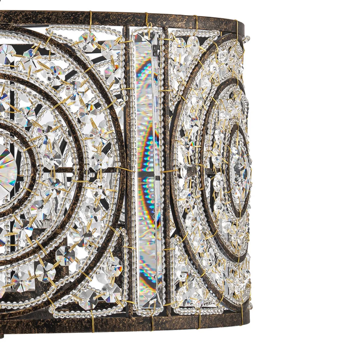 Luxe Moroccan Antique Crystal Drum Cage Chandelier