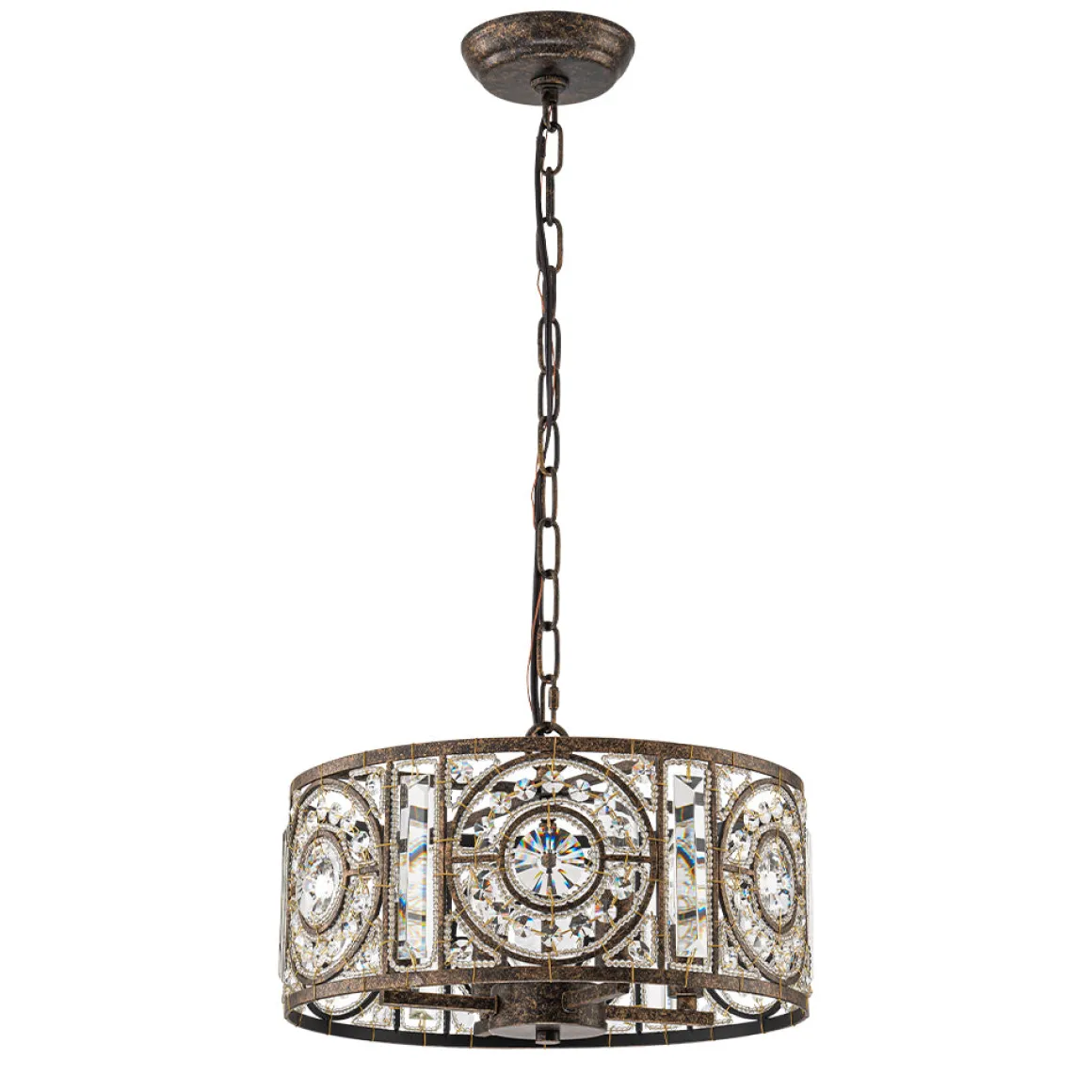 Luxe Moroccan Antique Crystal Drum Cage Chandelier