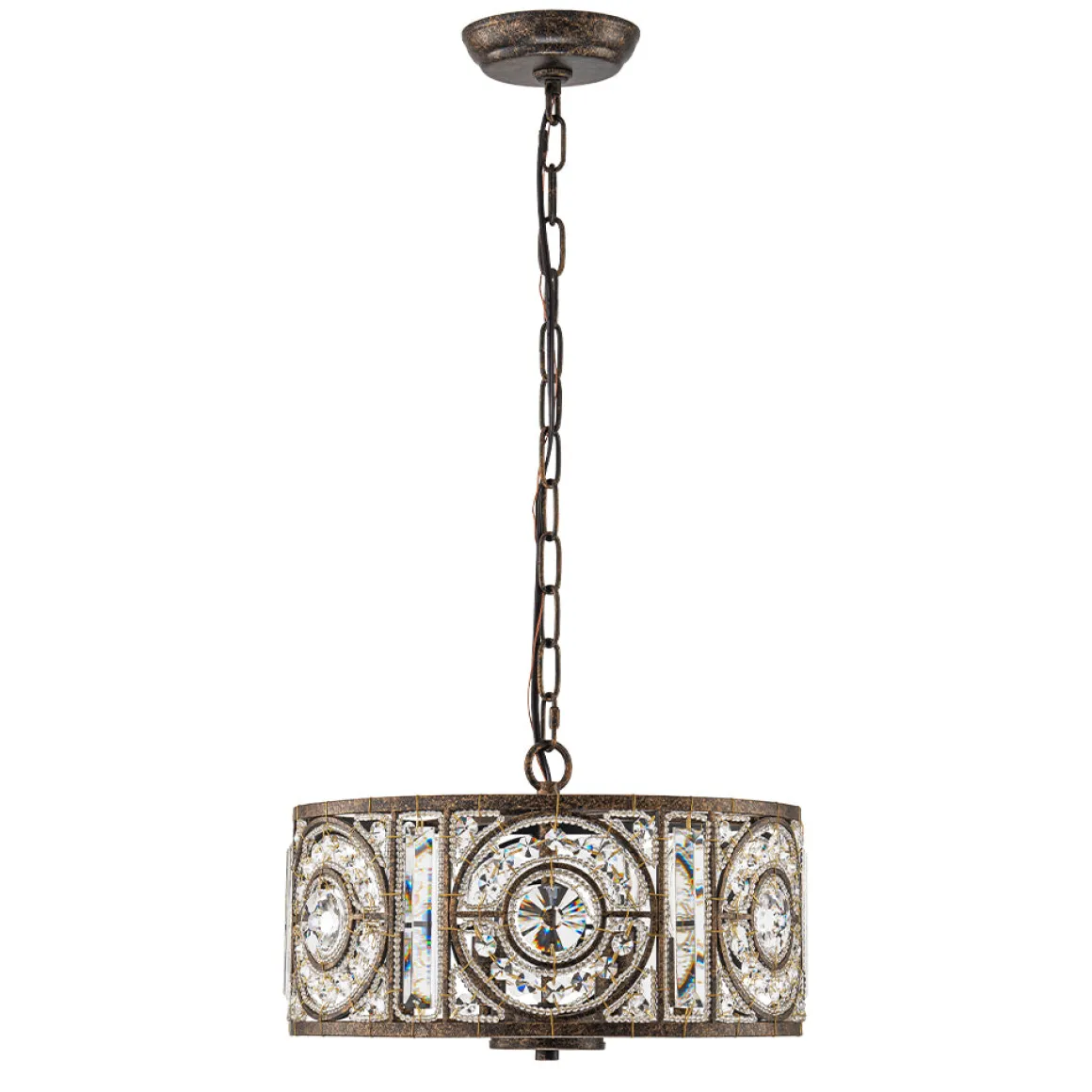Luxe Moroccan Antique Crystal Drum Cage Chandelier