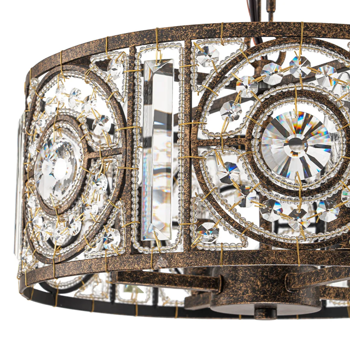 Luxe Moroccan Antique Crystal Drum Cage Chandelier