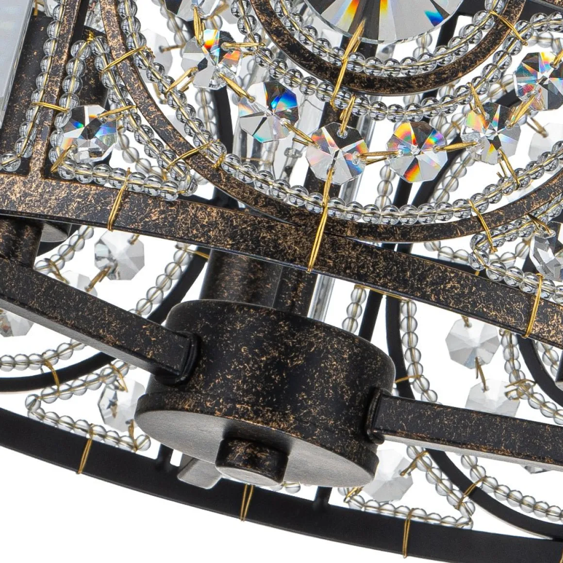 Luxe Moroccan Antique Crystal Drum Semi Flush Mount
