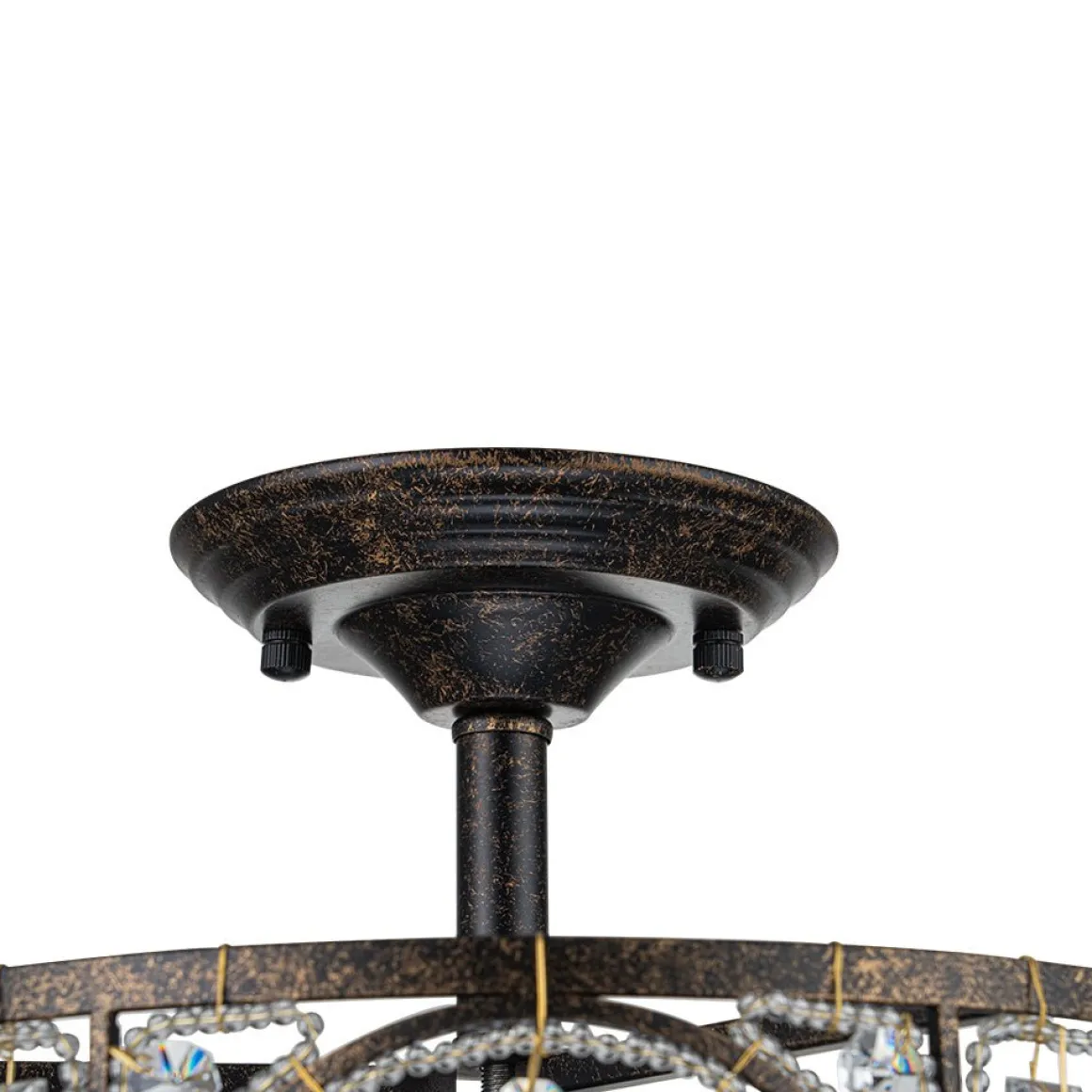 Luxe Moroccan Antique Crystal Drum Semi Flush Mount