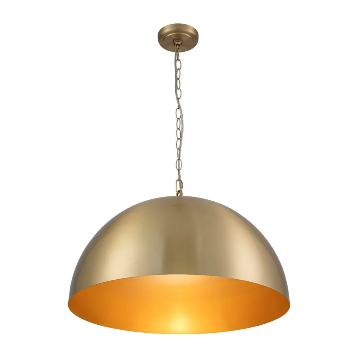 Luxe Oversized Brushed Brass Iron Large Dome Pendant Light