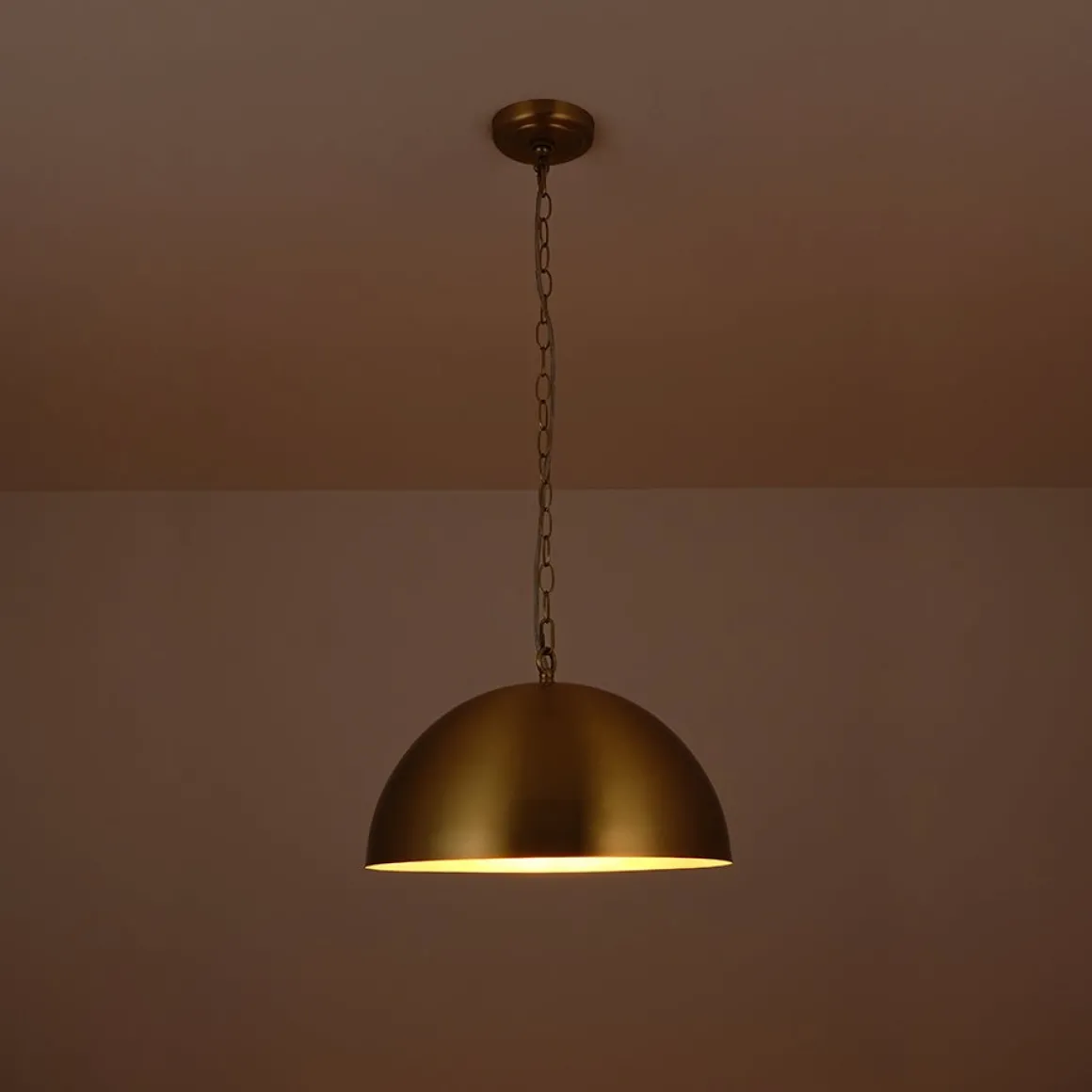 Luxe Oversized Brushed Brass Iron Large Dome Pendant Light
