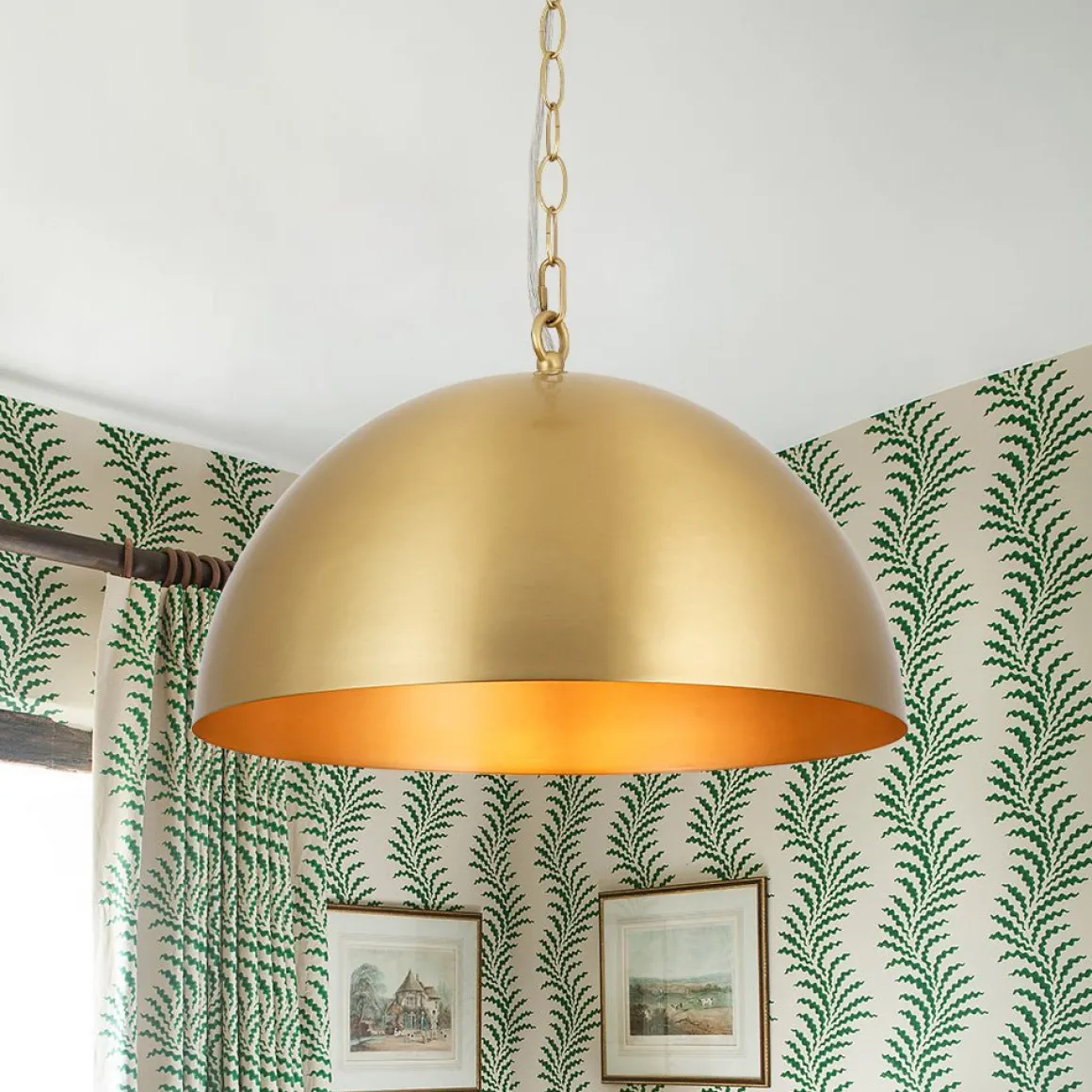 Luxe Oversized Brushed Brass Iron Large Dome Pendant Light
