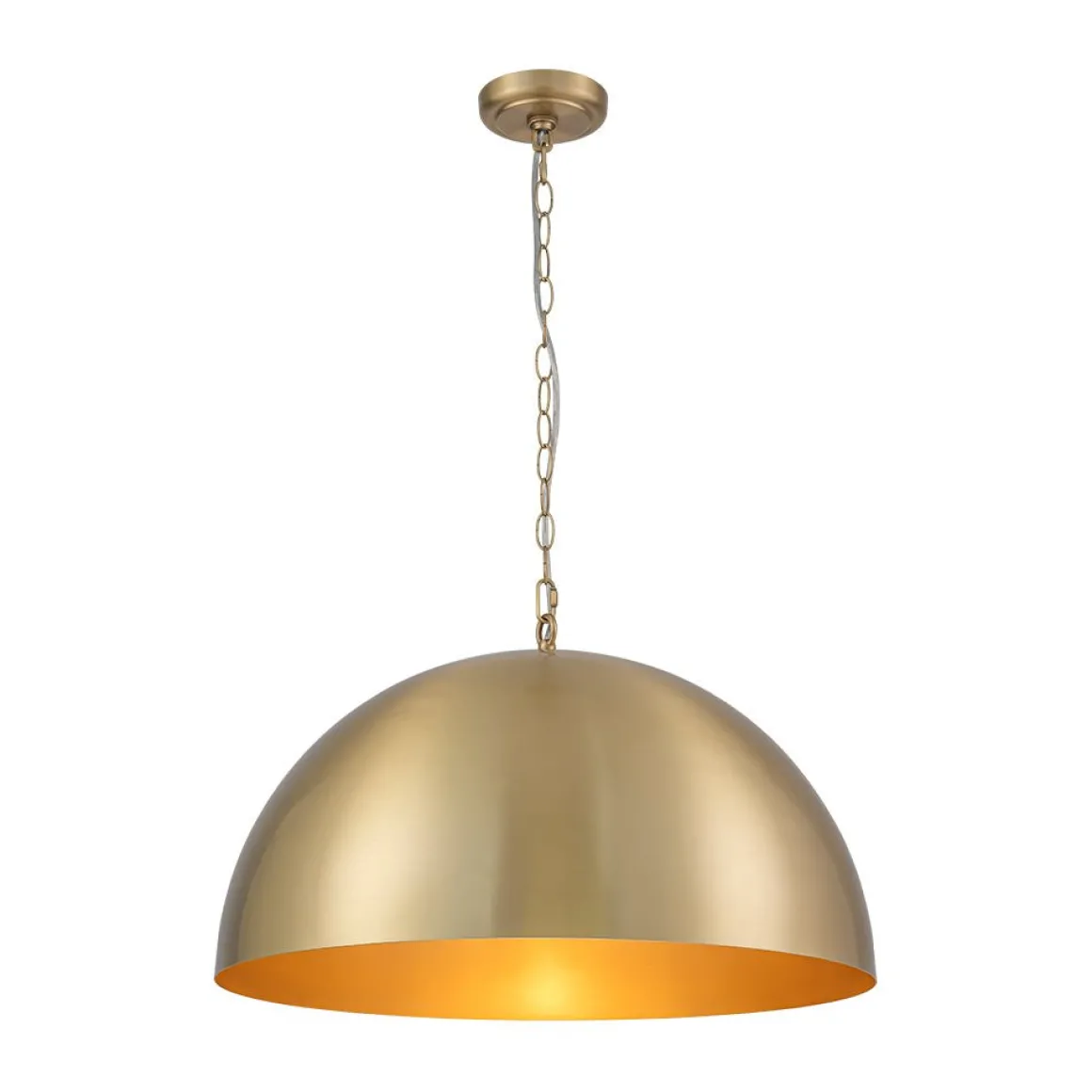 Luxe Oversized Brushed Brass Iron Large Dome Pendant Light