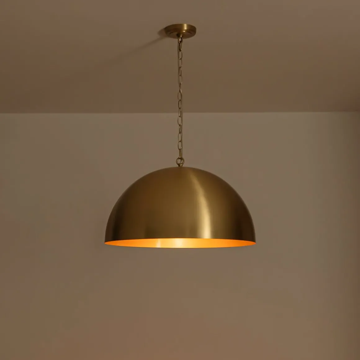 Luxe Oversized Brushed Brass Iron Large Dome Pendant Light