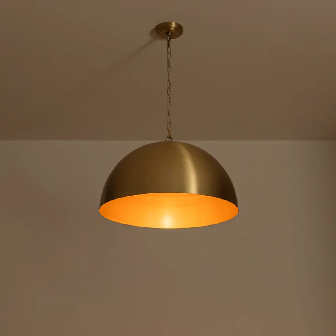 Luxe Oversized Brushed Brass Iron Large Dome Pendant Light