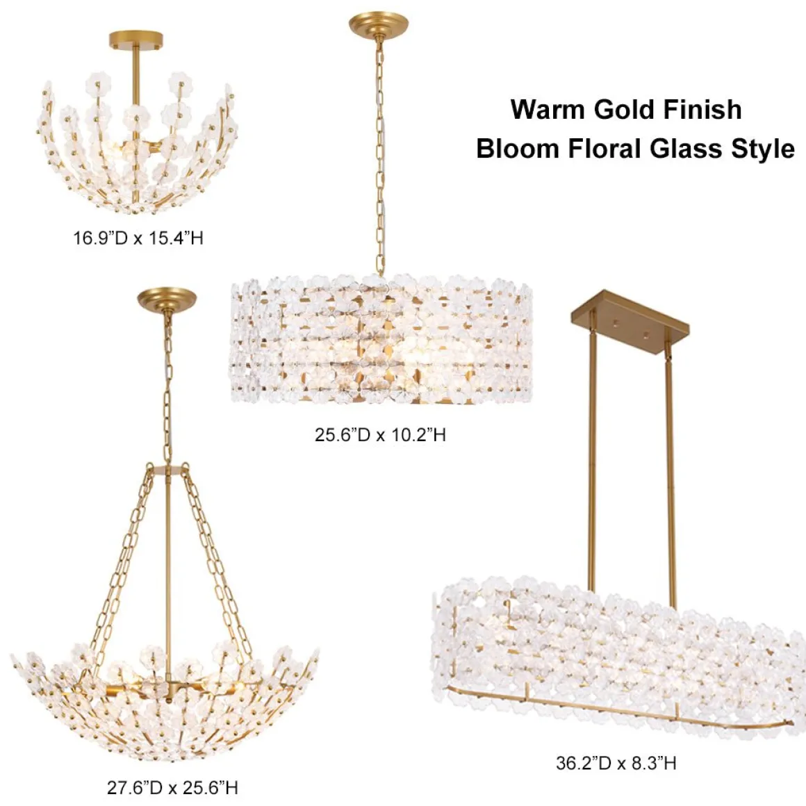 Luxe Sculpture Bloom Glass Floral Brass Basket Chandelier