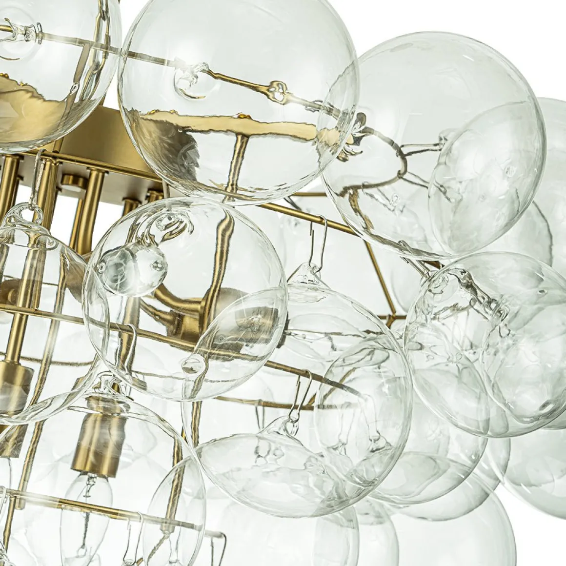 Luxury Brass Cluster Clear Glass Globe Bubble Chandelier