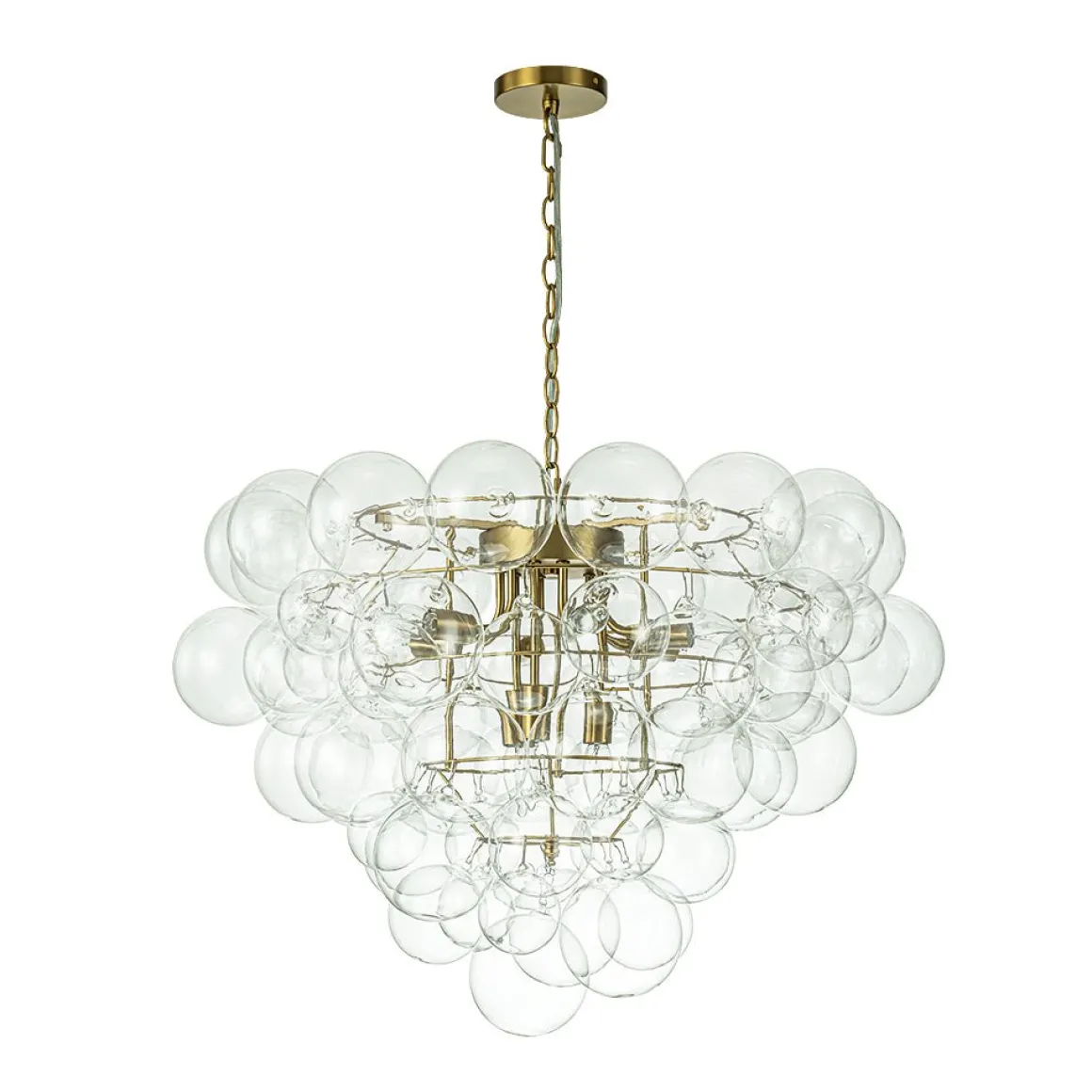 Luxury Brass Cluster Clear Glass Globe Bubble Chandelier