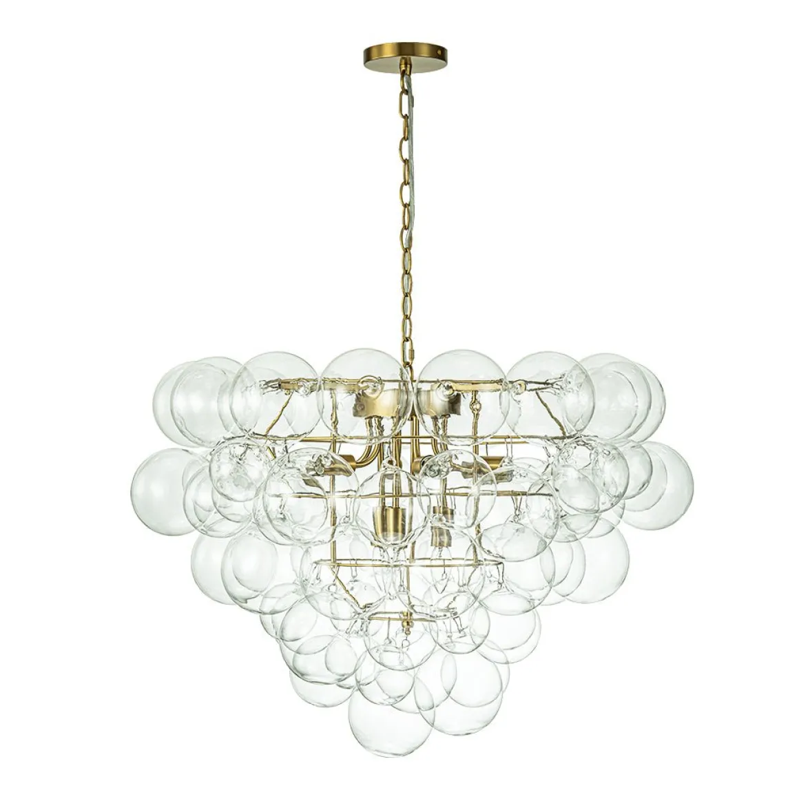 Luxury Brass Cluster Clear Glass Globe Bubble Chandelier