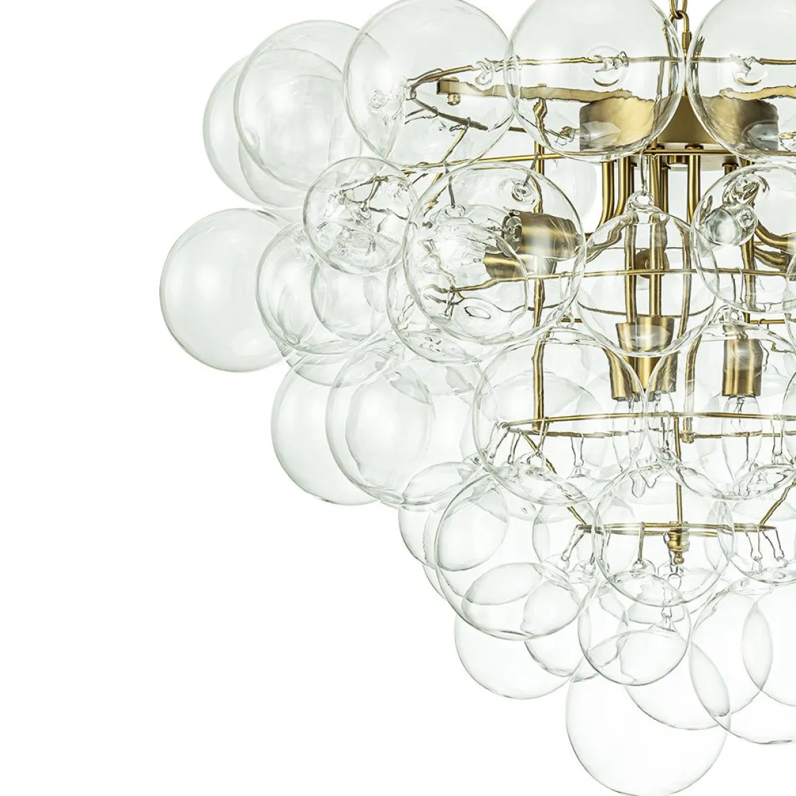 Luxury Brass Cluster Clear Glass Globe Bubble Chandelier