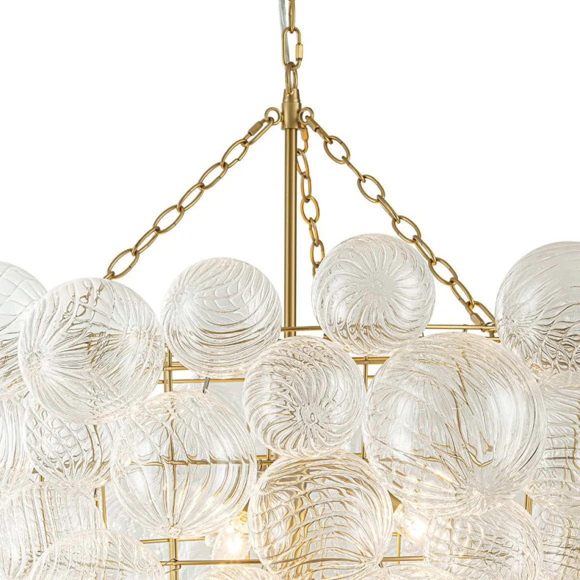 Luxury Cascade Cluster Ribbed Glass Bubble Entry Chandelier