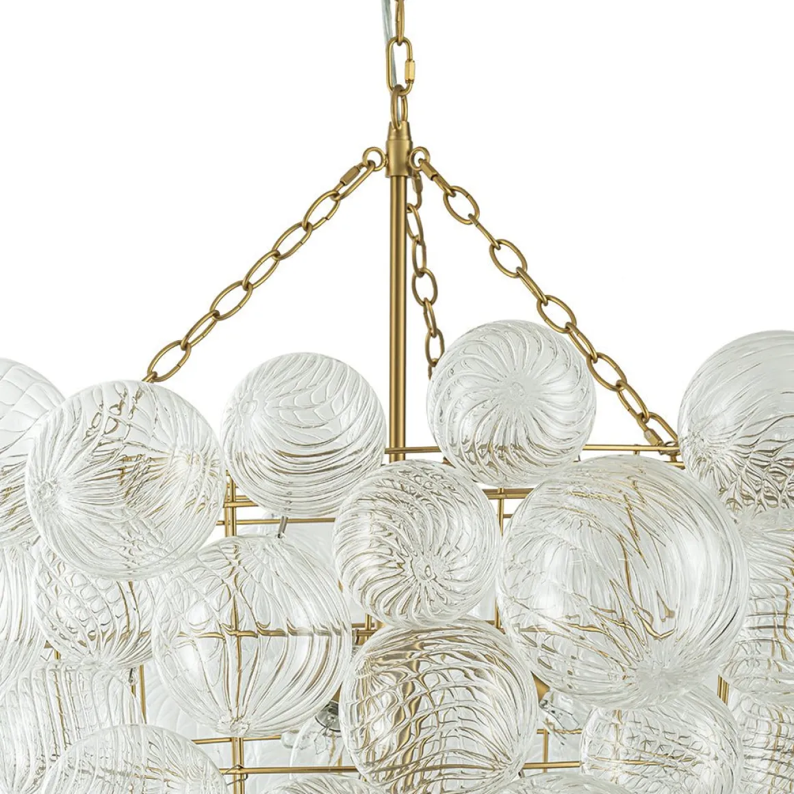 Luxury Cascade Cluster Ribbed Glass Bubble Entry Chandelier