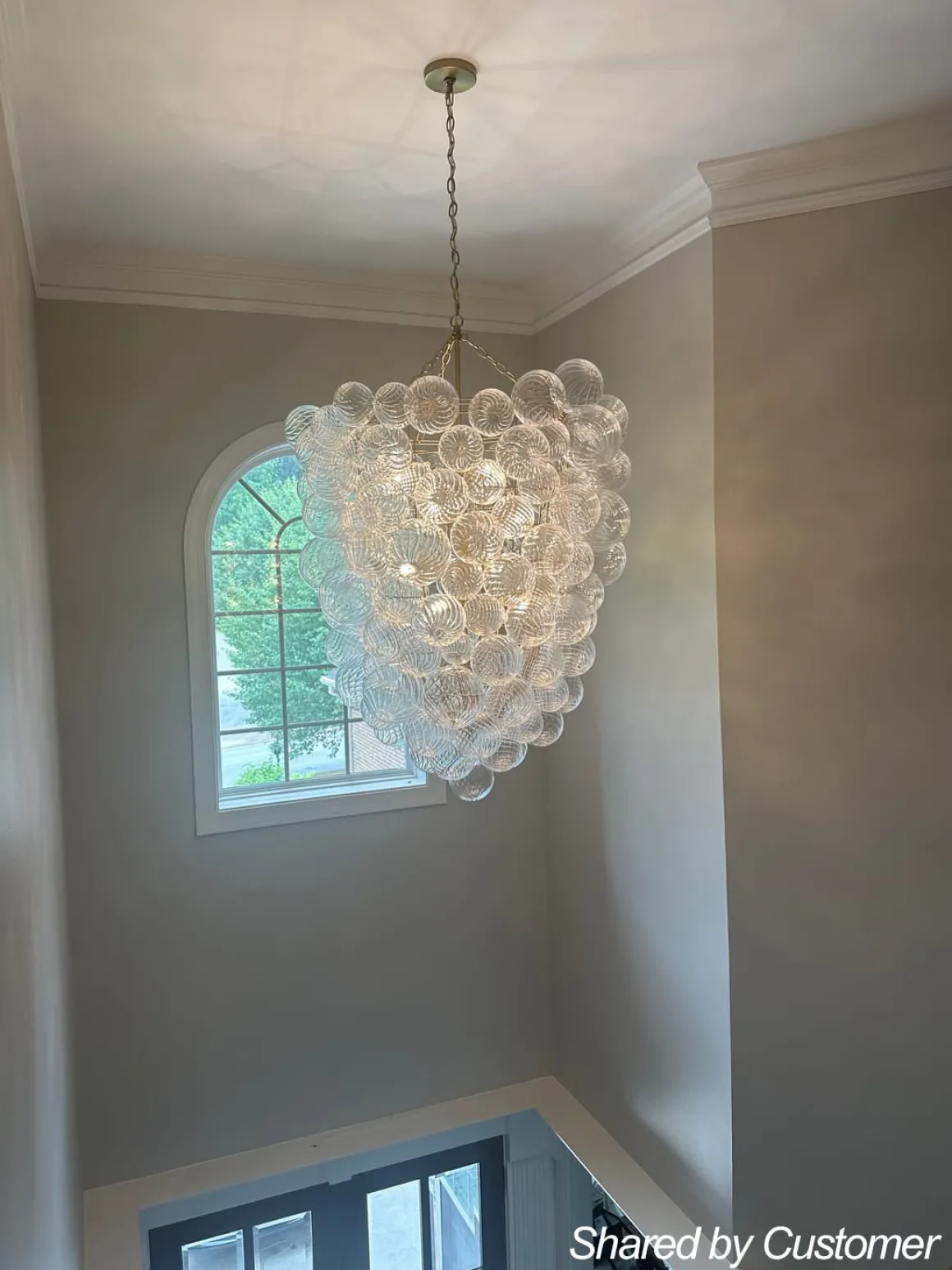Luxury Cascade Cluster Ribbed Glass Bubble Entry Chandelier