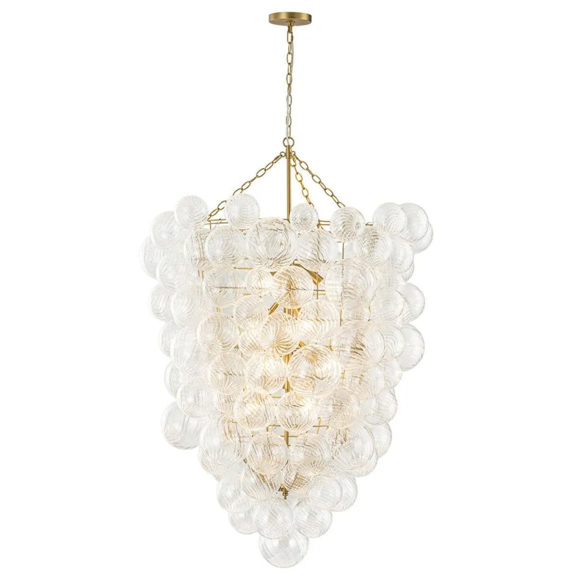Luxury Cascade Cluster Ribbed Glass Bubble Entry Chandelier