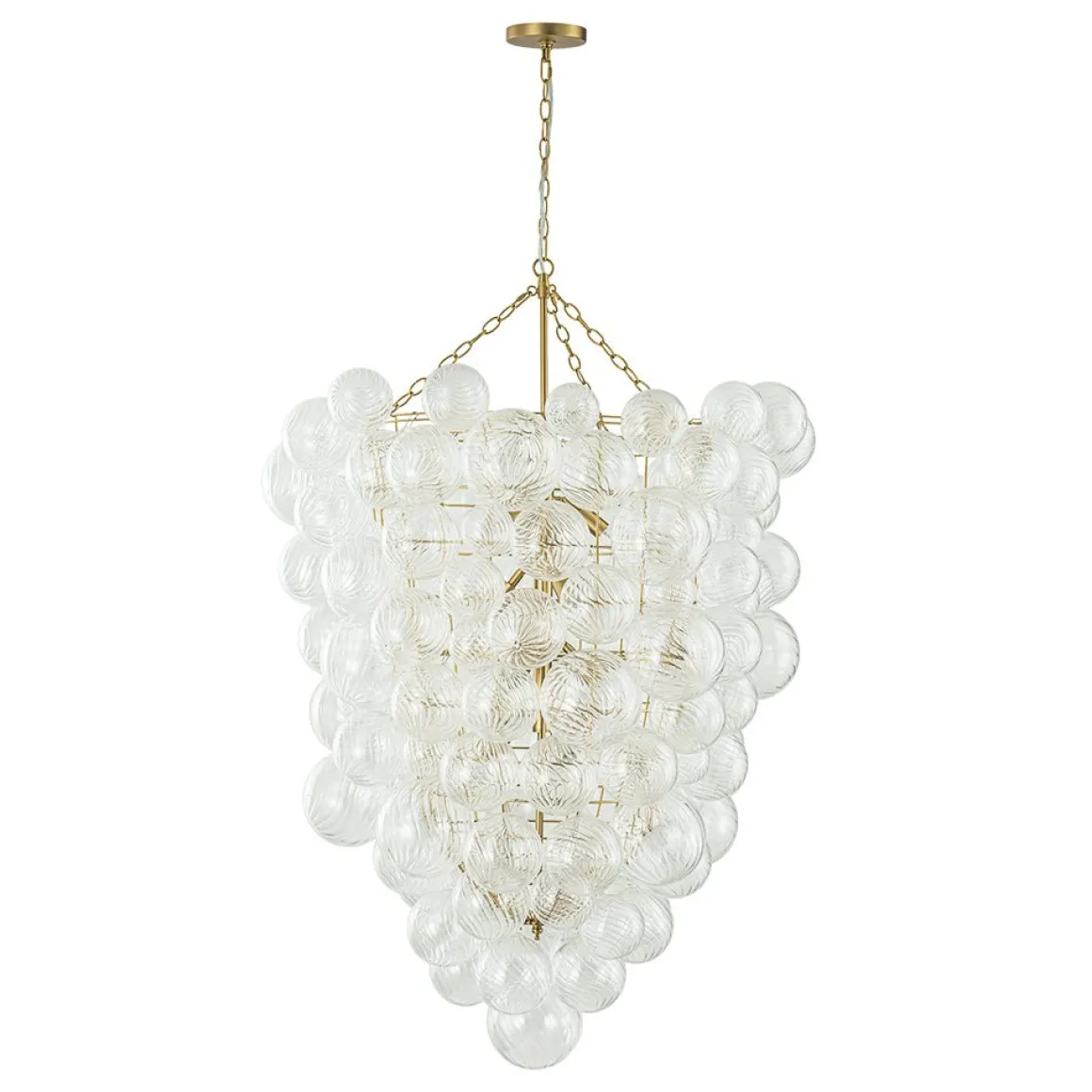 Luxury Cascade Cluster Ribbed Glass Bubble Entry Chandelier