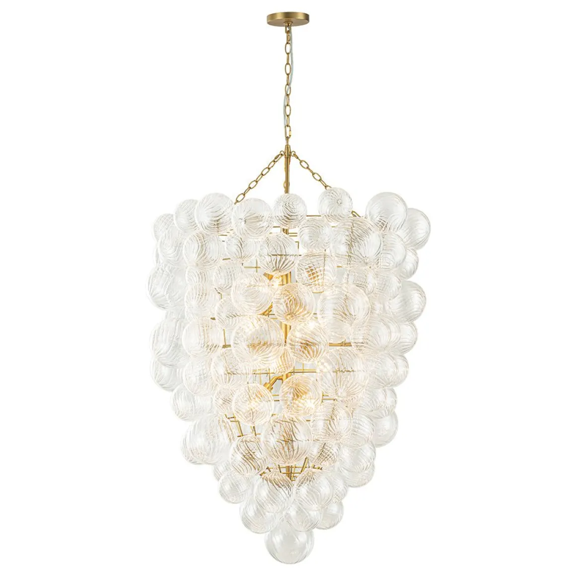 Luxury Cascade Cluster Ribbed Glass Bubble Entry Chandelier